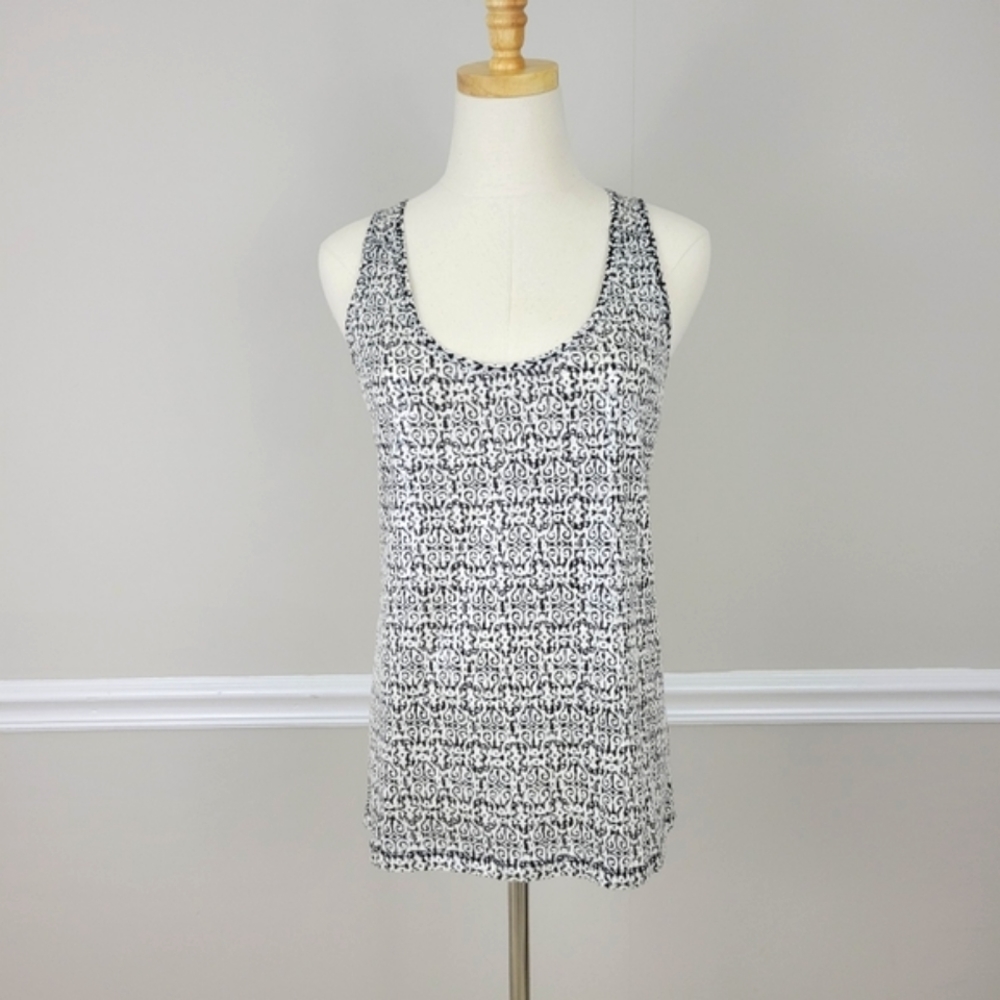 J Crew Black and white Sequins Tank Top Size M